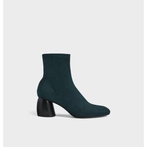 New! Bershka SZ 6, dark teal sock style faux suede heeled boots.